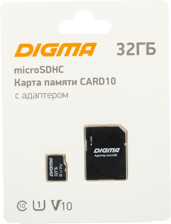 Флеш карта microSDHC Digma 32GB CARD10 V10 + adapter