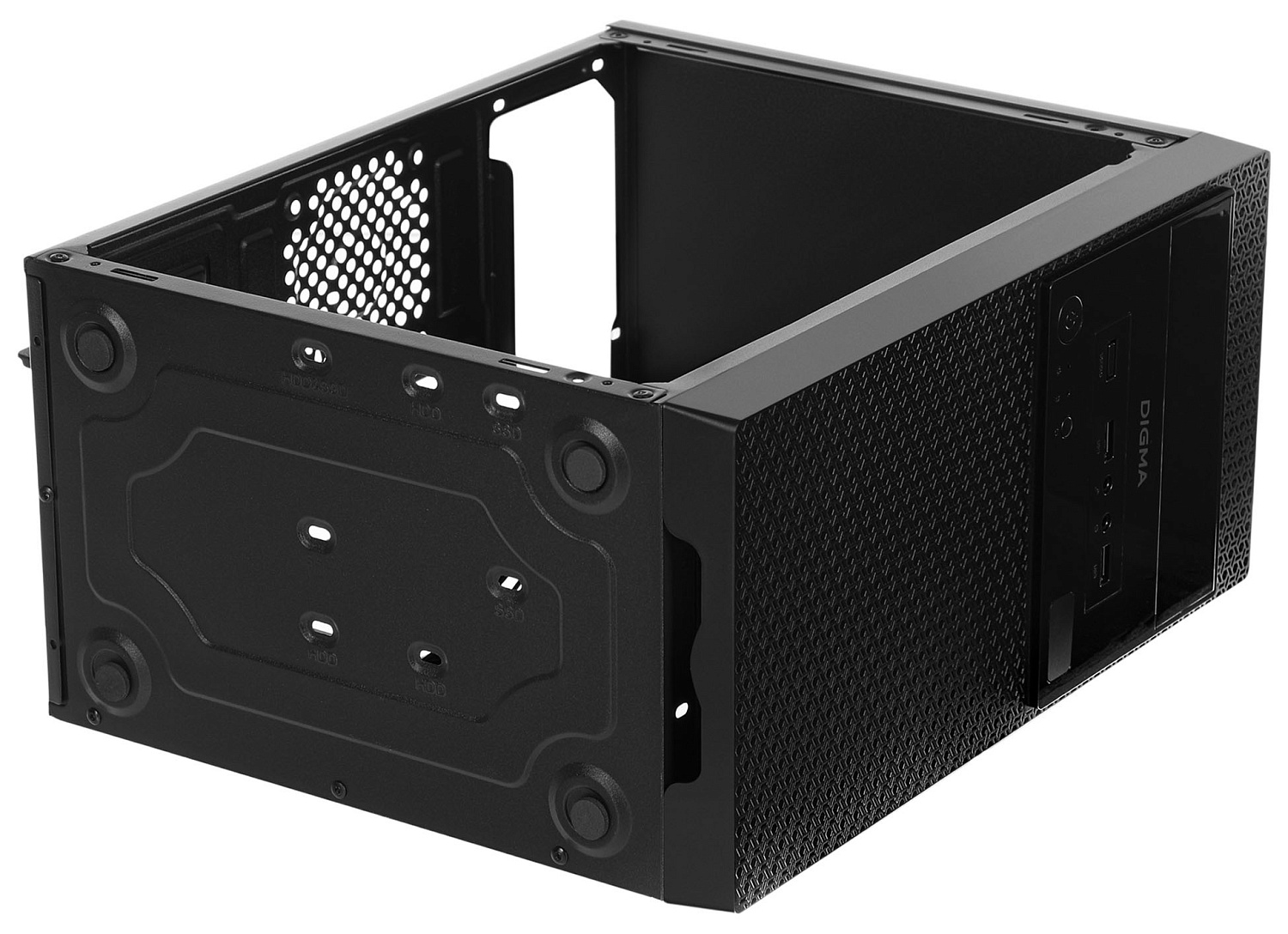 Корпус Digma DC-MATX103-U2 черный без БП mATX 1x80mm 2x120mm 2xUSB2.0 audio