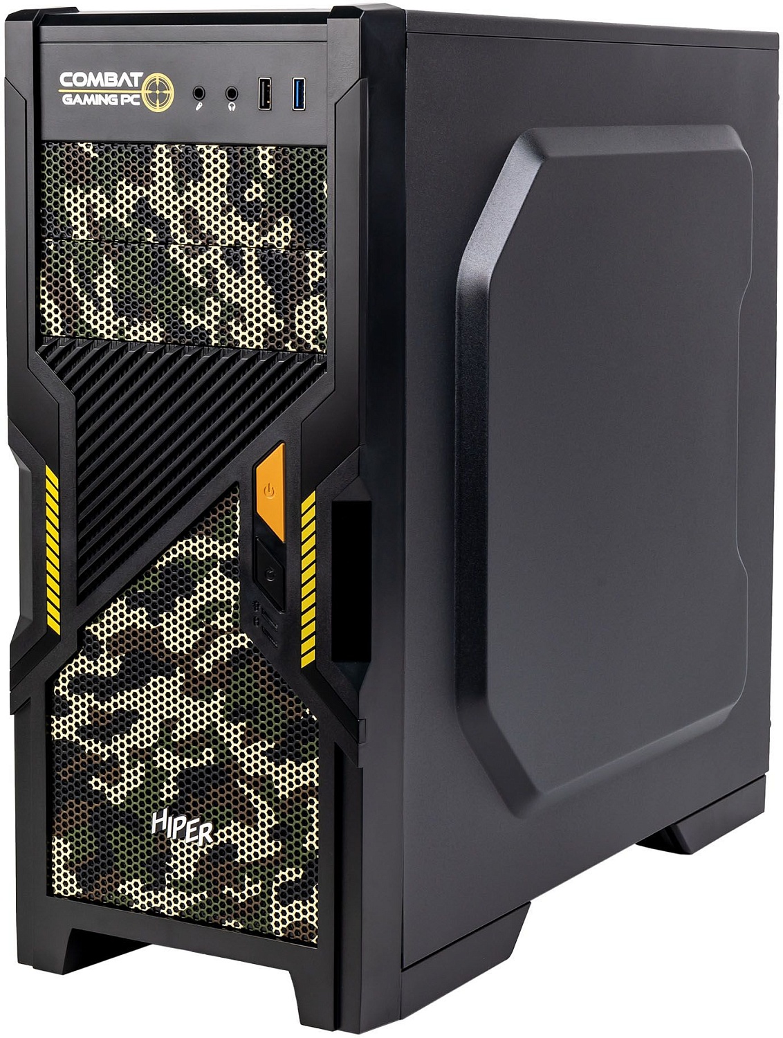 Корпус Hiper Combat черный/камуфляж без БП ATX 3x120mm 1xUSB2.0 1xUSB3.0 audio bott PSU