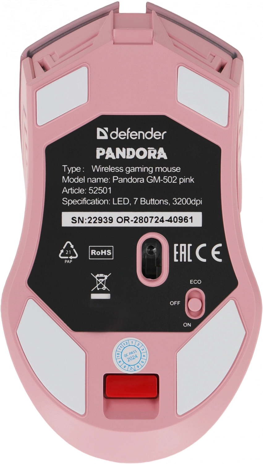Мышь Defender Pandora GM-502 розовый оптическая 3200dpi silent беспров. USB 6but (52501) Мышь Defender Pandora GM-502 розовый оптическая 3200dpi silent беспров. USB 6but (52501)