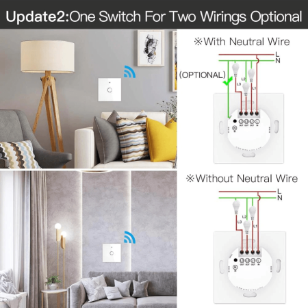 Выключатель MOES Gang Smart Switch Sensor w/o grounding ZS-EU1, Zigbee, 100-240 В
