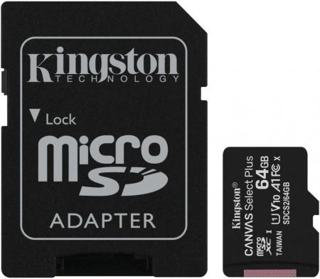 Флеш карта microSDXC Kingston 64GB SDCS2/64GB Canvas Select Plus + adapter