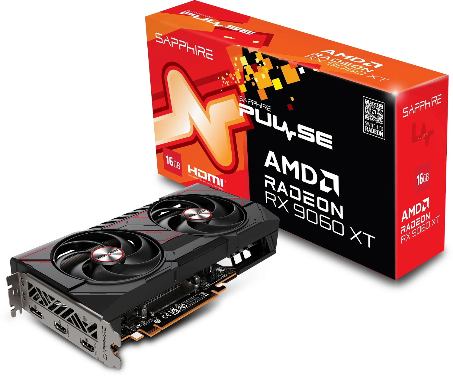 Видеокарта Sapphire PCI-E 5.0 11350-03-20G PULSE AMD RADEON RX 9060 XT GAMING OC 16GB DUAL AMD Radeon RX 9060XT 16Gb 128bit GDDR6 2700/20000 HDMIx2 DPx2 HDCP Ret