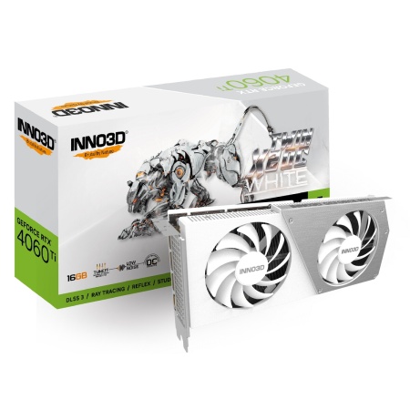 Видеокарта INNO3D RTX 4060 Ti Twin X2 OC WHITE//RTX4060Ti, HDMI, DP*3, 16G,D6