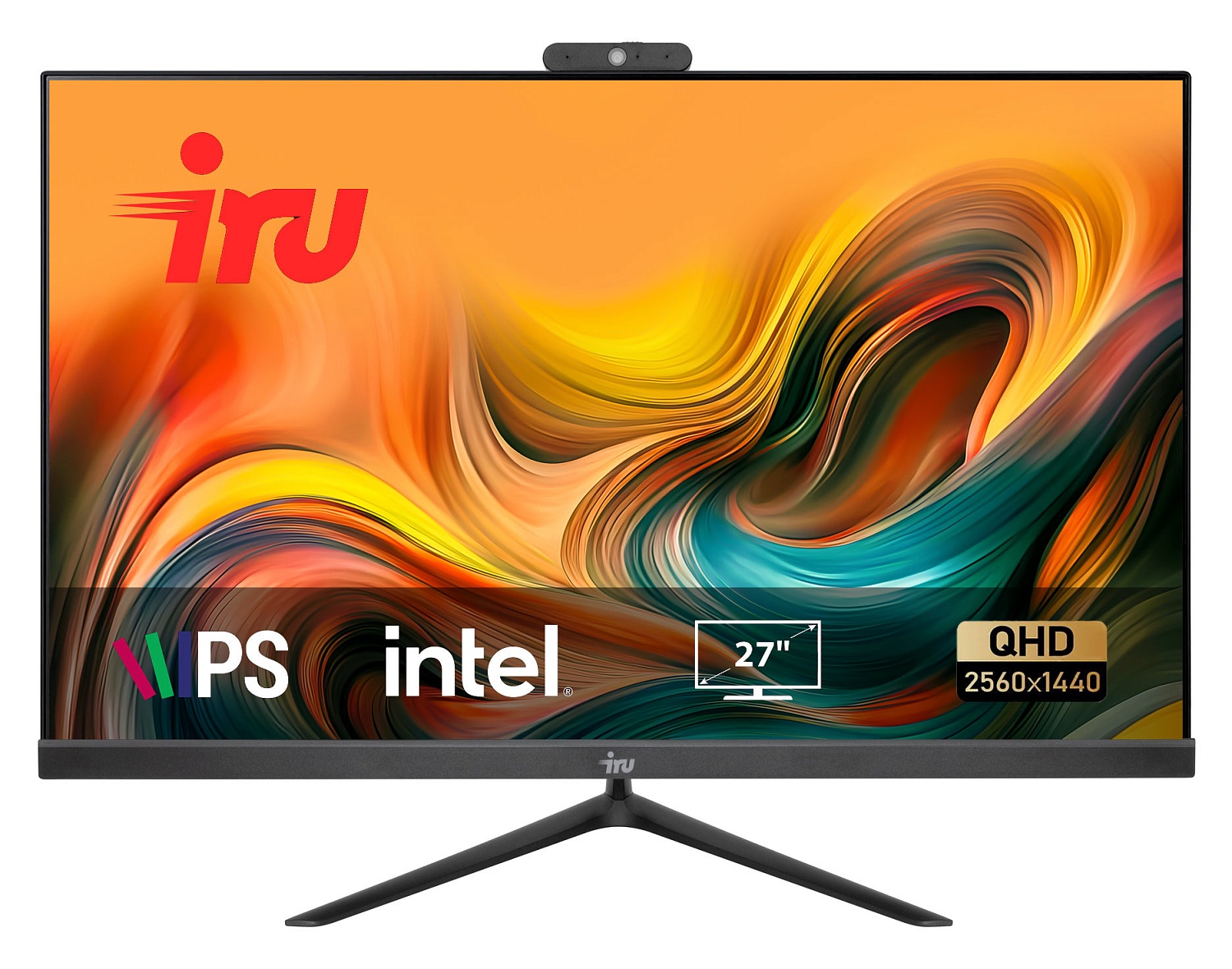 Моноблок IRU Агат 313 27" QHD i3 10105 (3.7) 8Gb SSD256Gb UHDG 630 Free DOS GbitEth WiFi BT Cam черный 2560x1440