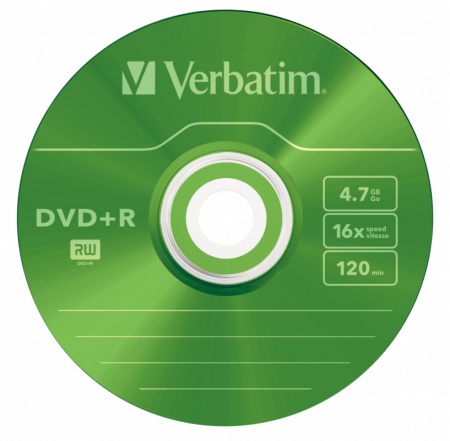 Диск DVD+R Verbatim 4.7Gb 16x Slim case (5шт) Color (43556)