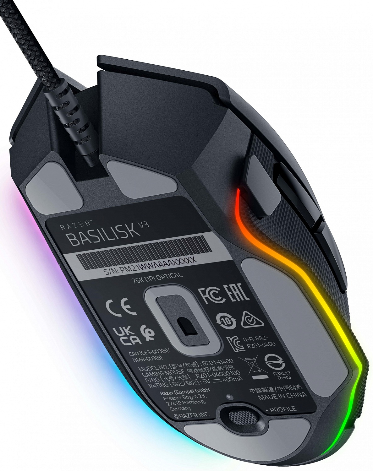 Мышь Razer Basilisk V3 черный оптическая (26000dpi) USB (11but) Мышь Razer Basilisk V3 черный оптическая (26000dpi) USB (11but)