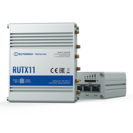 RUTX11 (RUTX110000) 4G (LTE) cat6 / 3G . 2x SIM / W-Fi 5 / 4x Gigabit RJ-45 / USB 2.0 / GPS/GNSS / BLE / digital i/o (312378)