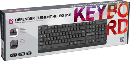 Клавиатура Defender Element HB-190 черный USB
