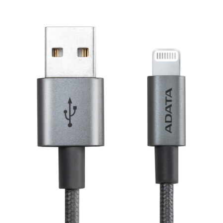 USB Cable ADATA Lightning-USB AMFIAL-1MK-CTI 1m, Aluminum casings, Sync & Charge, Fast charging up AMFIAL-1MK-CTI to 2.4A, Apple MFi-certified, Titanium, RTL