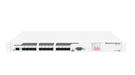 CCR1016-12S-1S+ Router 1U 19" Rack Mount. 12x SFP, 1x SFP+. Serial. PoE. micrUSB, LCD touchscreen {4}, (001955)