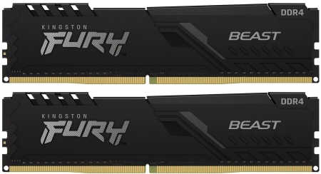 32GB Kingston DDR4 2666 DIMM FURY Beast Black Gaming Memory KF426C16BBK2/32 Non-ECC, CL16, 1.2V, KF426C16BBK2/32 2Gx8 Кит 2х16, RTL {25} (320114)