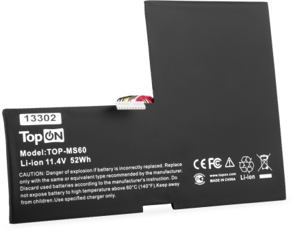 Батарея для ноутбука TopON TOP-MS60 11.4V 4500mAh литиево-ионная (103387)