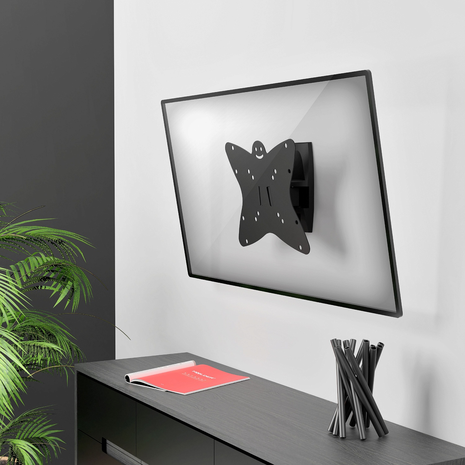 Кронштейн для телевизора Holder LCDS-5036 металлик 19"-37" макс.30кг настенный поворот и наклон