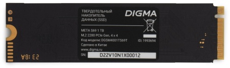 Накопитель SSD Digma PCIe 4.0 x4 1TB DGSM4001TS69T Meta S69 M.2 2280