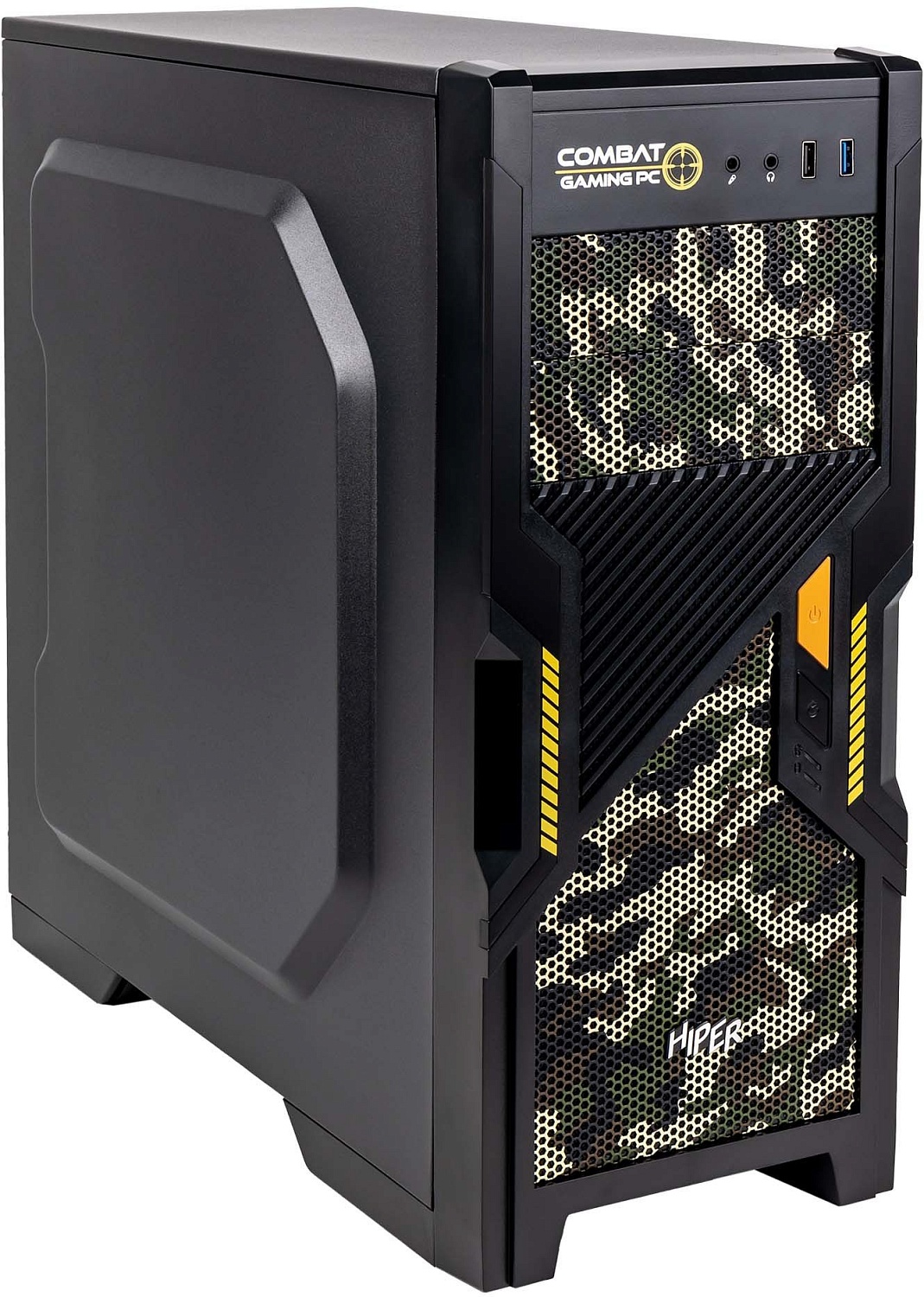 Корпус Hiper Combat черный/камуфляж без БП ATX 3x120mm 1xUSB2.0 1xUSB3.0 audio bott PSU