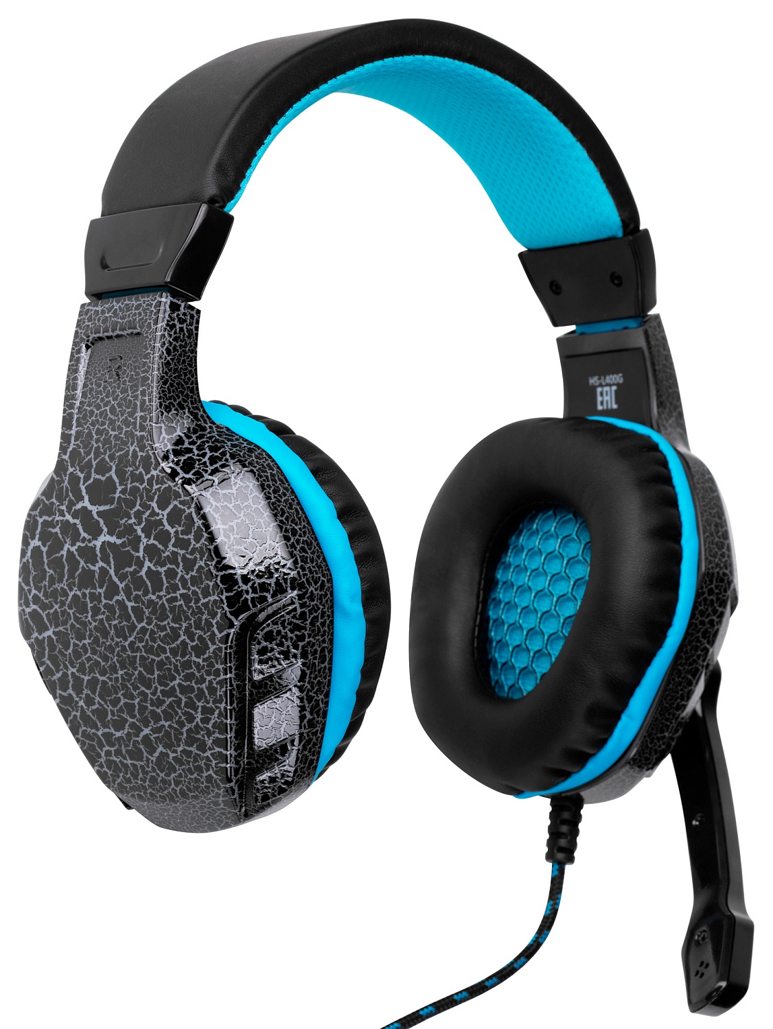 Наушники с микрофоном Оклик HS-L400G ZEUS черный/синий 2.2м мониторные оголовье (359480)