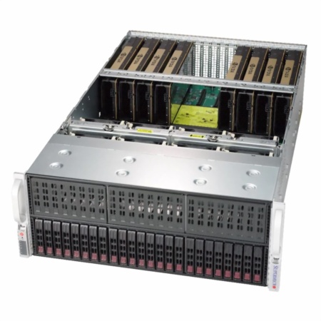 SYS-4029GP-TRT2 4U, 2x LGA3647, Intel C622, 24x DDR4, 24x 2.5" SAS/SATA, Single Root System/Dual Link, 2x 10GBase-T, 4x2000W