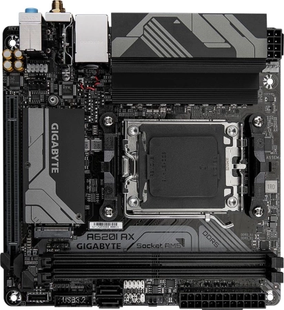 Материнская плата GIGABYTE A620I AX, AM5, A620, 2*DDR5, DP+HDMI,  2 SATA 6 Гб/с, M2, Audio, Gb LAN, USB 3.2, USB 2.0, mITX