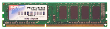 Память DDR3 4Gb 1333MHz Patriot PSD34G13332 RTL PC3-10600 CL9 DIMM 240-pin 1.5В dual rank Ret