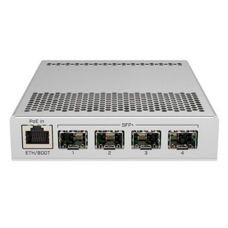 CRS305-1G-4S+IN Cloud Router Switch 305-1G-4S+IN with 800MHz CPU, 512MB RAM, 1xGigabit LAN, 4xSFP+ cages, RouterOS L5 or SwitchOS (dual boot), metallic desktop case, PSU (002136) {20}