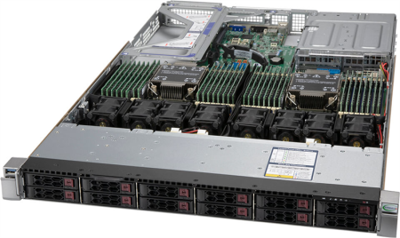 Сервер Supermicro Ultra SuperServer 1U 120U-TNR 2x4310 12C 2,1GHz/4x64Gb RDIMM 3200(32xslots)/2xPM9A3 960GB NVMe(12x2.5")/2x10GbE RJ45 2x10GbeSFP+/2x1200W/12xNVMe Config/SFT-DCMS-SINGLE