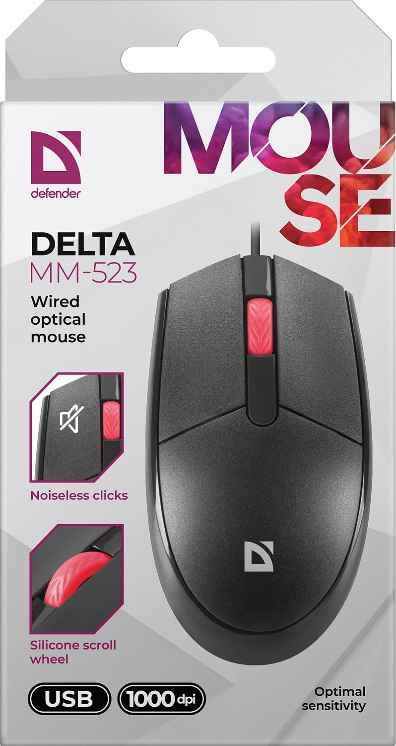 Мышь Defender Delta MM-523 черный оптическая 1000dpi USB для ноутбука 2but (52523) Мышь Defender Delta MM-523 черный оптическая 1000dpi USB для ноутбука 2but (52523)