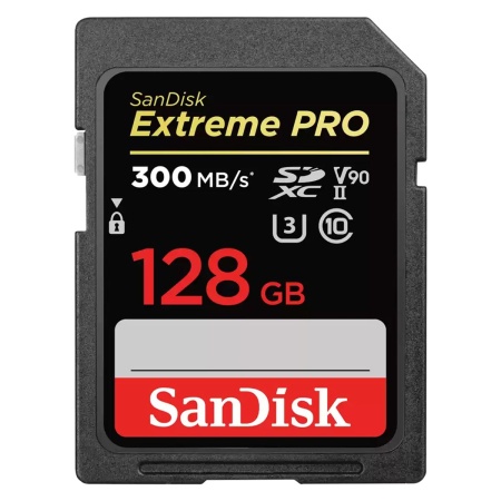 Карта памяти SanDisk Extreme PRO 128GB SDXC Memory Card up to 300MB/s, UHS-II, Class 10, U3, V90 180MB/s Read & 90MB/s Write