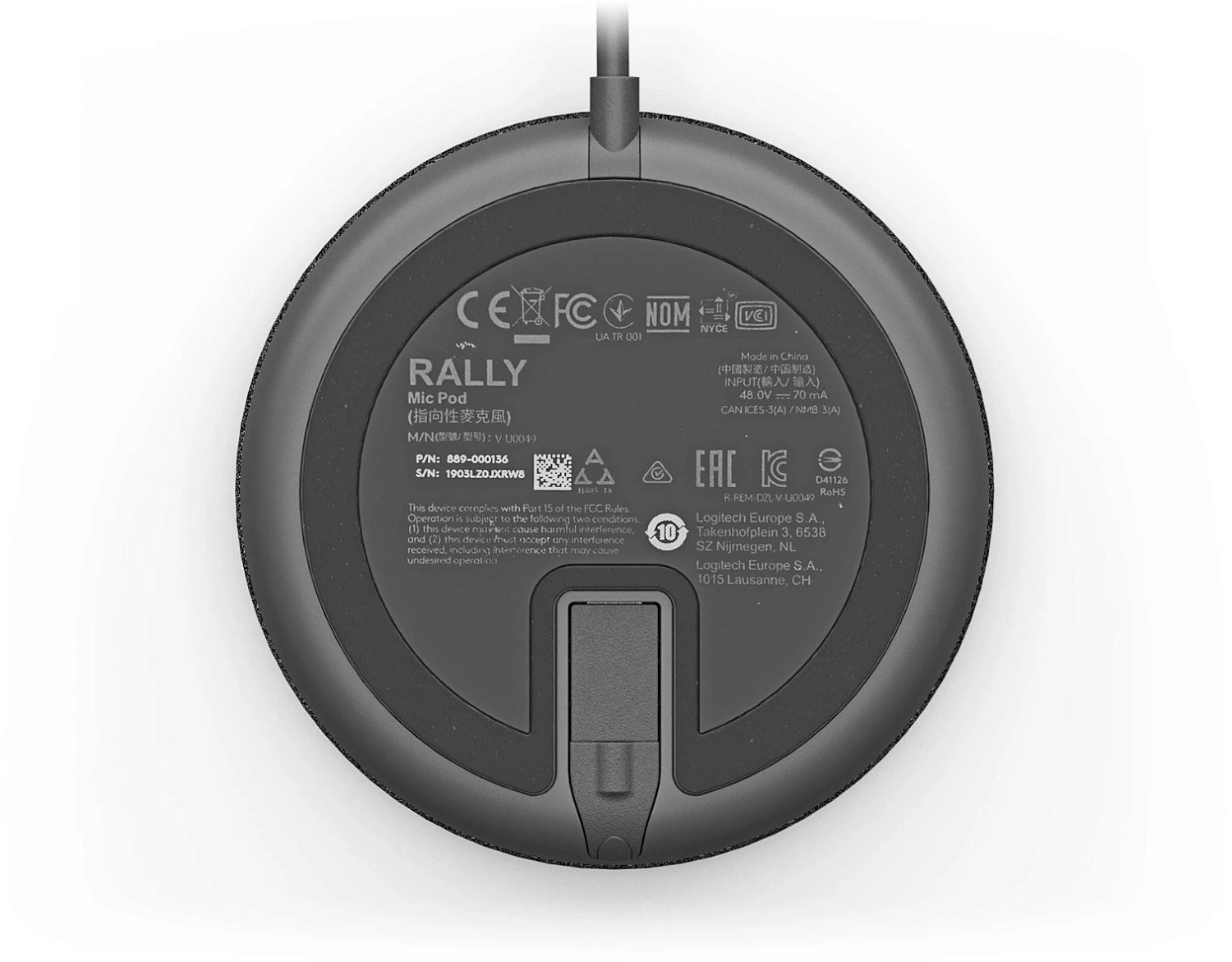 Микрофон проводной Logitech Mic Pod Black 2.95м черный