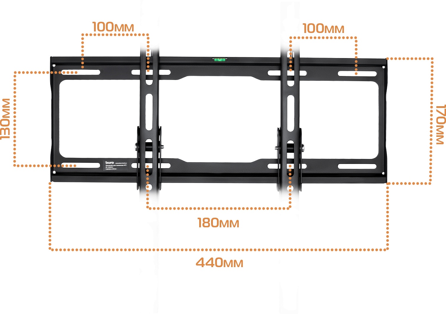 Кронштейн для телевизора Buro MT1 черный 22"-65" макс.35кг настенный наклон