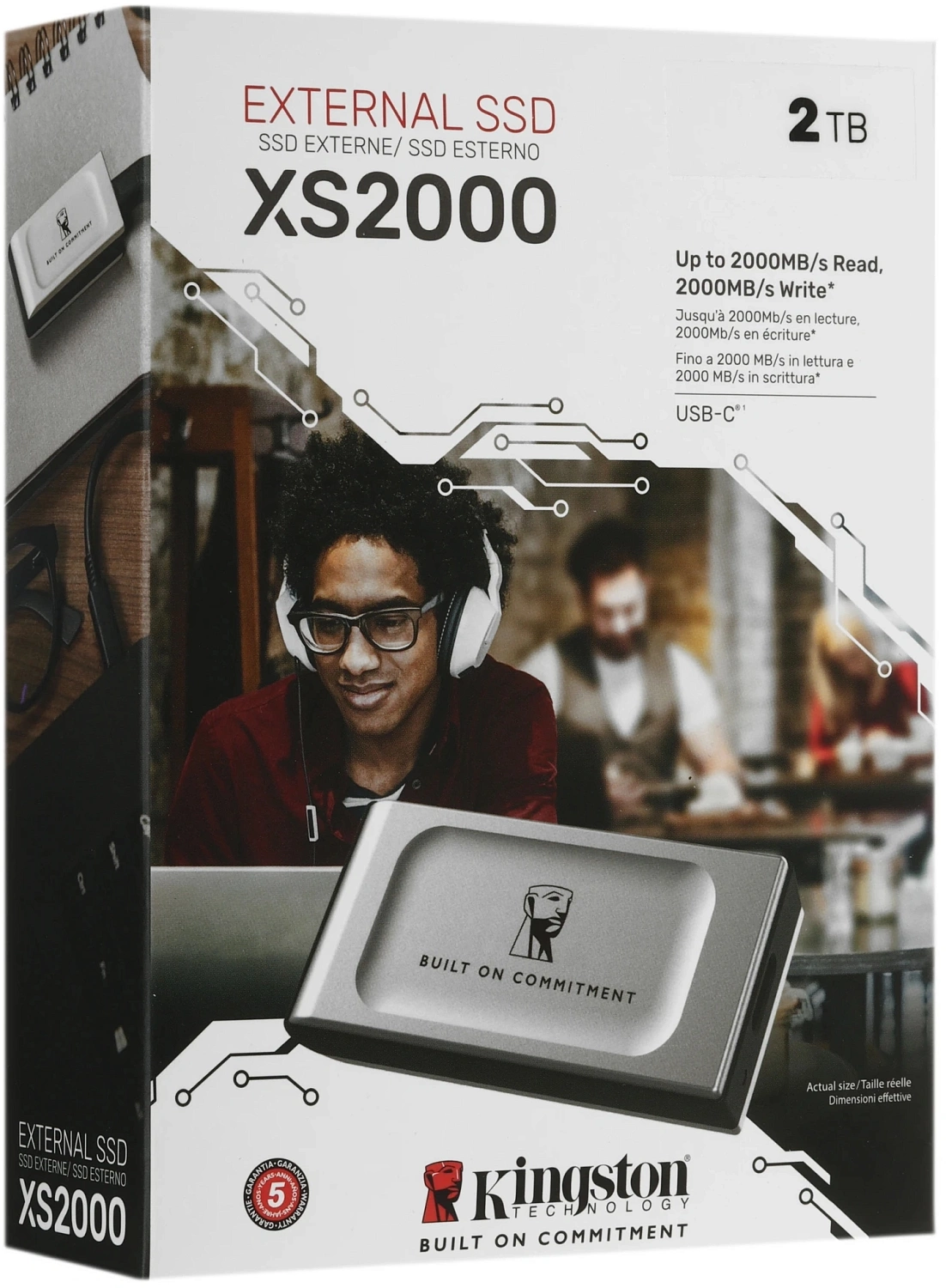 Накопитель SSD Kingston USB3.2 Gen2x2 2TB SXS2000/2000GA XS2000 серебристый