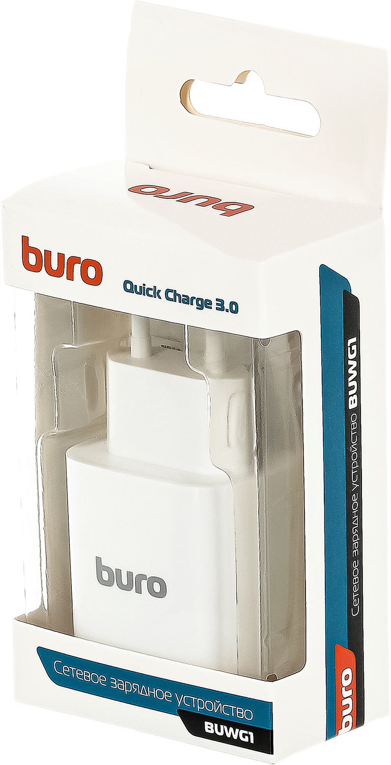 Сетевое зар./устр. Buro BUWG1 18W 3A (QC) USB-A универсальное белый (BUWG18P100WH)