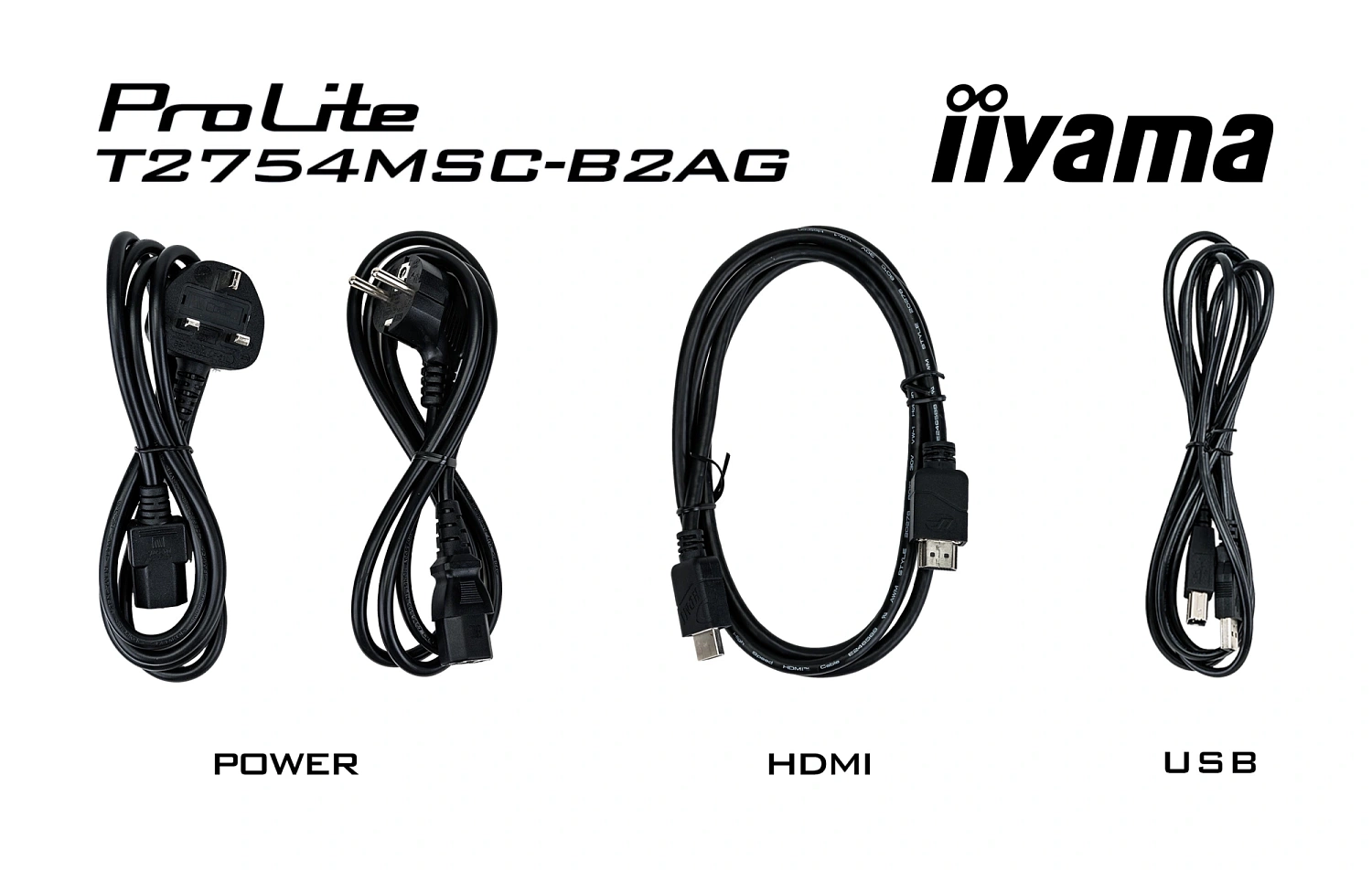 Монитор Iiyama 27" ProLite T2754MSC-B2AG черный IPS LED 4ms 16:9 HDMI M/M глянцевая HAS 1000:1 300cd 178гр/178гр 1920x1080 75Hz VGA DP FHD USB Touch 2.9кг