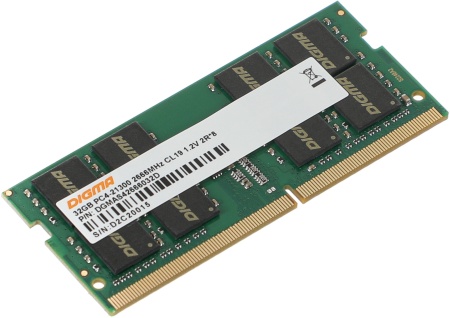 Память DDR4 32Gb 2666MHz Digma DGMAS42666032D RTL PC4-21300 CL19 SO-DIMM 260-pin 1.2В dual rank Ret