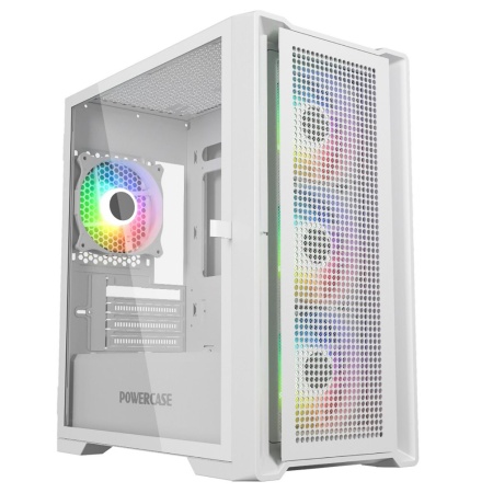 Корпус Powercase Alisio Micro X4W V2, Tempered Glass, 4х 120mm ARGB fans, ARGB HUB, белый, mATX (CAMCXW-A4)