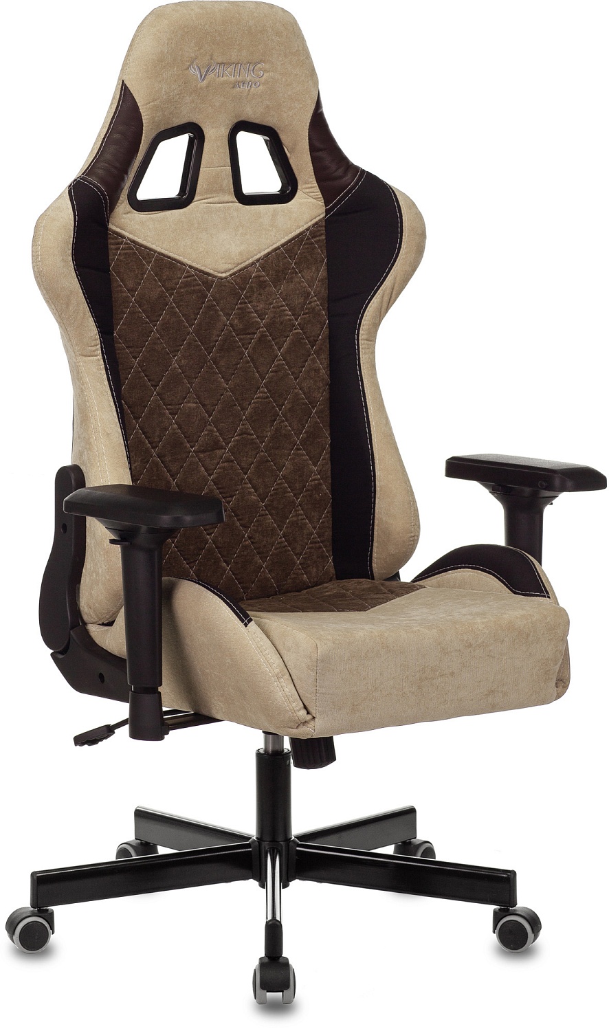 Кресло игровое Zombie VIKING 7 KNIGHT Fabric коричневый/бежевый ткань/эко.кожа с подголов. крестов. металл Кресло игровое Zombie VIKING 7 KNIGHT Fabric коричневый/бежевый ткань/эко.кожа с подголов. крестов. металл