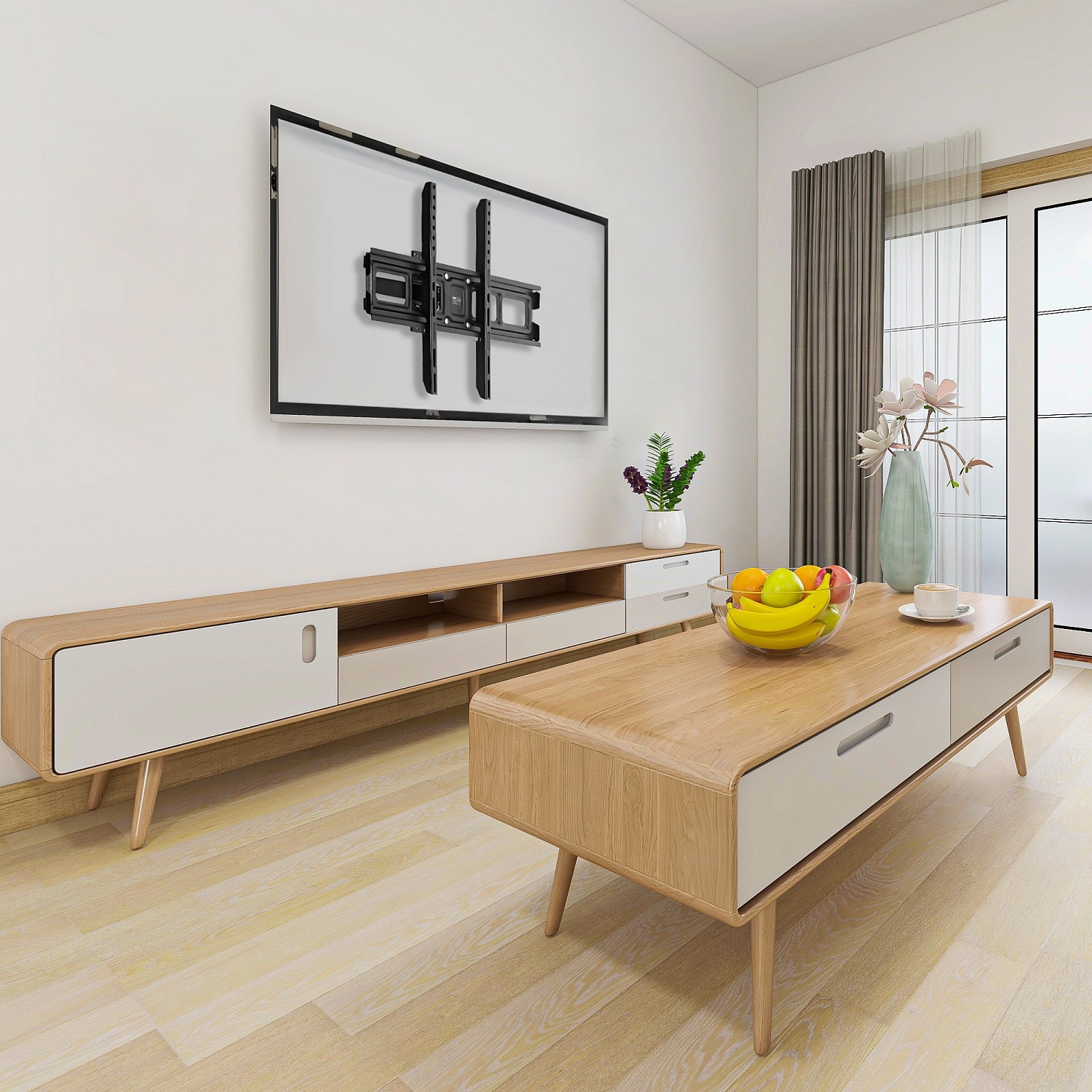 Кронштейн для телевизора Buro MF2 черный 32"-70" макс.35кг настенный поворотно-выдвижной и наклонный