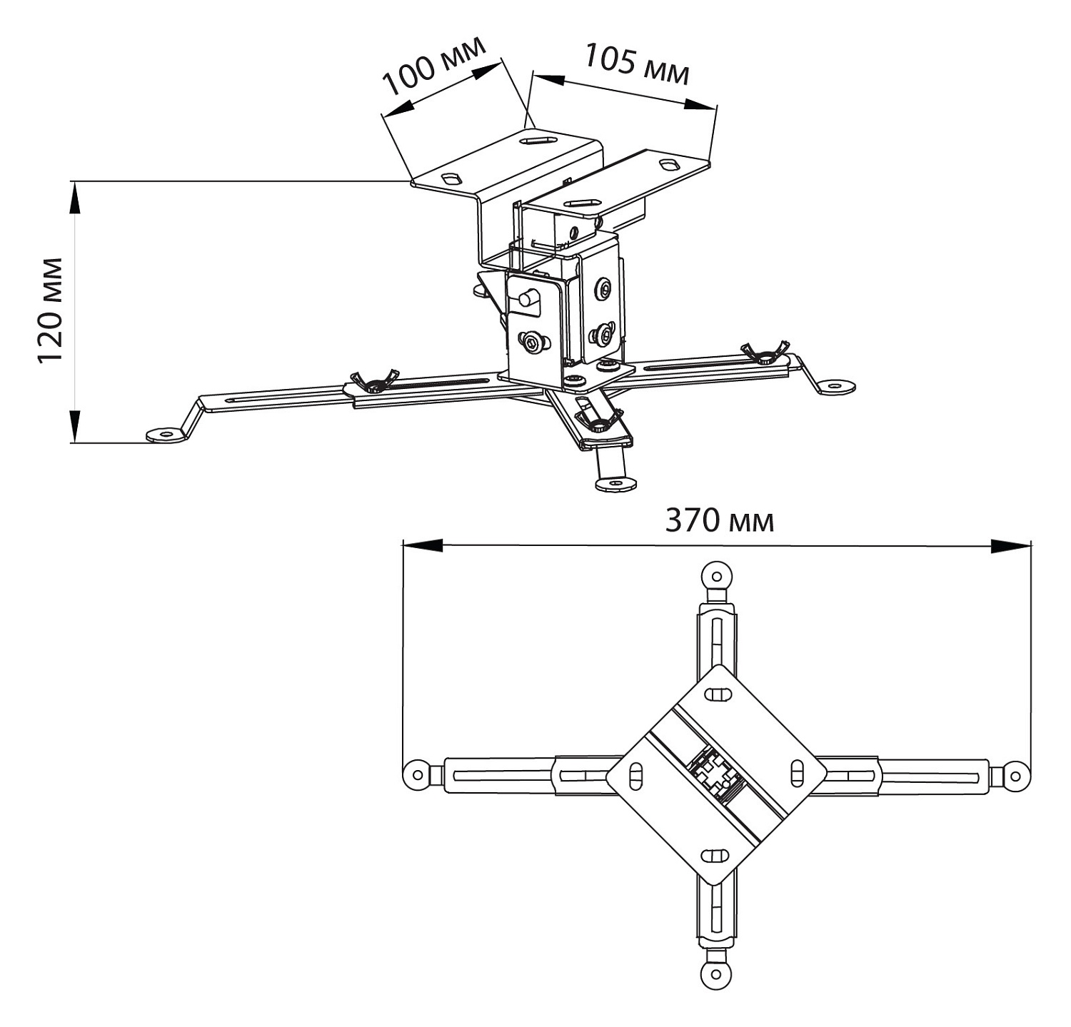 Кронштейн для проектора Cactus CS-VM-PREC01-WT белый макс.23кг потолочный поворот и наклон Кронштейн для проектора Cactus CS-VM-PREC01-WT белый макс.23кг потолочный поворот и наклон