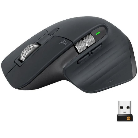 Мышь беспроводная Logitech MX Master 3 Black (910-005710) черная, 200-4000 dpi, Bluetooth, 2.4 GHz/USB-ресивер (Logitech Unifying®), 7 кнопок, перезаряжаемая литий-полимерная батарея (500 мА·ч)