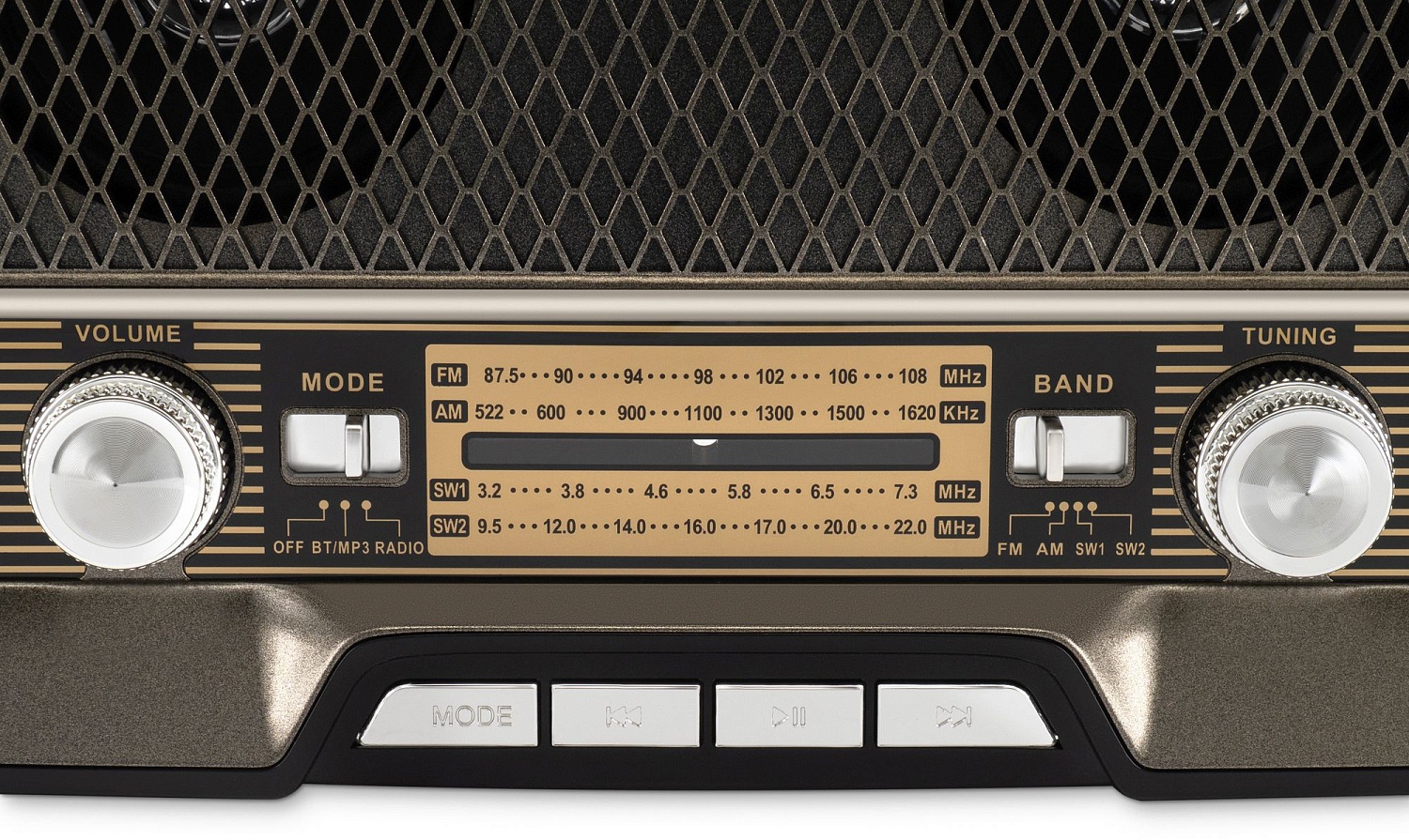 Радиоприемник настольный Hyundai H-PSR156 коричневый USB SD/microSD