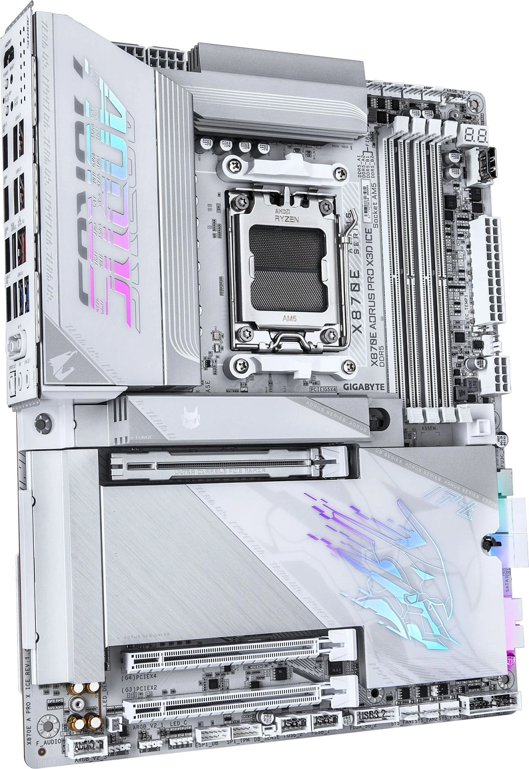 Материнская плата Gigabyte X870E A PRO X ICE Socket AM5 AMD X870E 4xDDR5 ATX AC`97 8ch(7.1) 5Gigabit RAID+HDMI