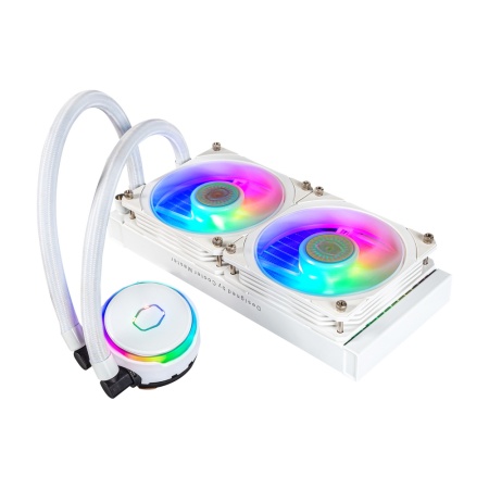 MasterLiquid PL240 Flux WHITE, LGA1700
 PL240 Flux WHITE, 240 x 27mm wide radiator, 120mm ARGB Gen2 fan*2, Pump ARGB Gen 2 LED, LGA1700