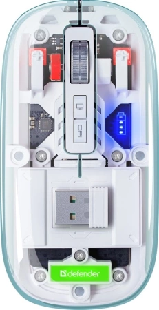 Мышь Defender Ixes MM-999 прозрачный оптическая 2400dpi silent беспров. BT/Radio USB 4but (52999)
