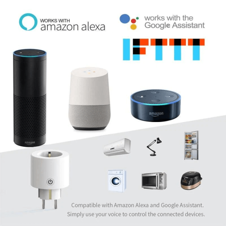 Розетка 1-пост. MOES Smart Socket WK-UEU16-M, Wi-Fi, 250 В, 16А, встраиваемая IP20, шторки + ЗК, белая