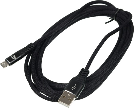 Кабель Digma MICROUSB-3M-BRAIDED-BLK USB (m)-micro USB (m) 3м черный