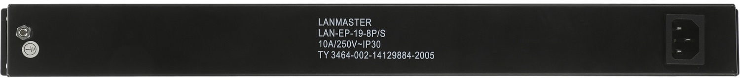 Блок розеток Блок розеток 8 шт. с заземлением, 19", без шнура питания