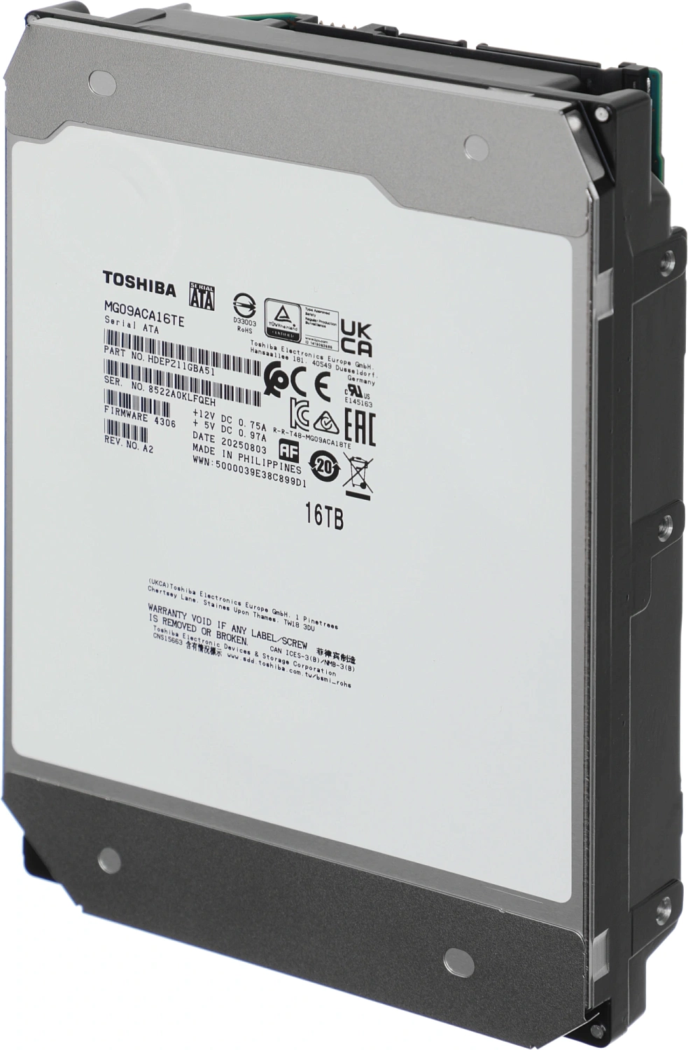 Жесткий диск Toshiba Enterprise HDD 3.5" SATA 16TB, 7200 rpm, 512MB buffer, MG09ACA16TE, 1 year