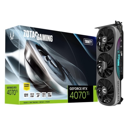 RTX4070Ti TRINITY 12GB GDDR6X, 192bit, 2610/21000, HDCP, 3xDP, HDMI, Premium Pack 12GB GDDR6X, 192bit, 2610/21000, HDCP, 3xDP, HDMI, Premium Pack ZT-D40710D-10P