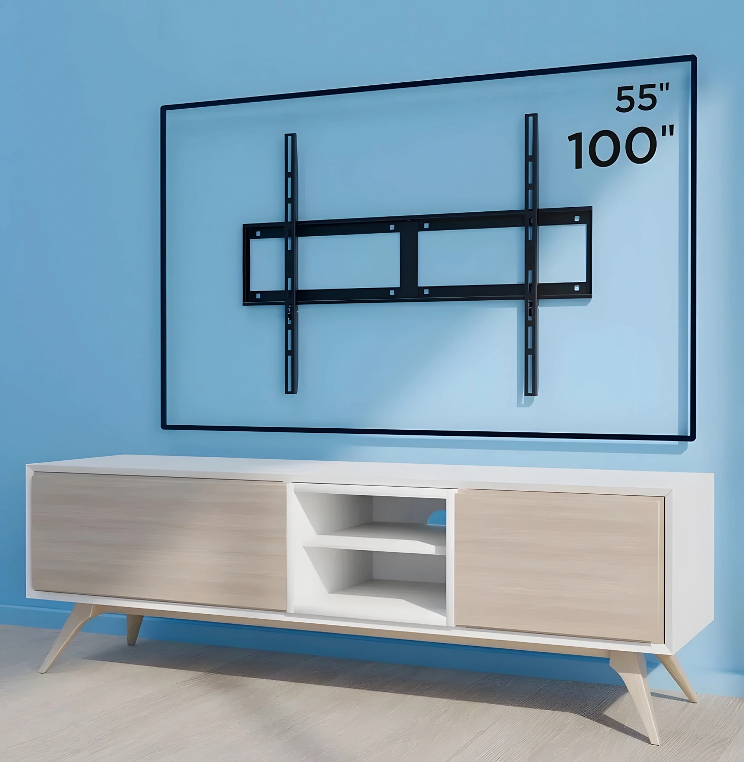 Кронштейн для телевизора Holder LCD-F8601-B черный 55"-100" макс.75кг настенный фиксированный