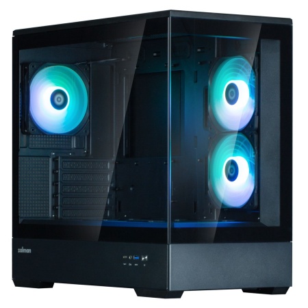 Корпус ZALMAN P30 V2, MATX, BLACK, WINDOW, 2x3.5", 3x2.5", 1xUSB TYPE-C, 1xUSB3.0, SIDE 2x120mm ARGB, REAR 1x120mm ARGB, VGA support